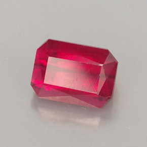 Rubí rojo natural de 1,54 ct, corte esmeralda, SI