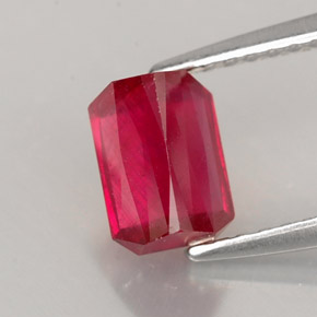 Rubí rojo natural de 1,54 ct, corte esmeralda, SI