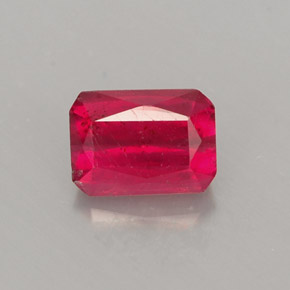 Rubí rojo natural de 0,96 ct, corte esmeralda, SI