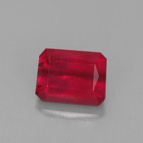 Rubí rojo natural de 1,58 ct, corte esmeralda, SI