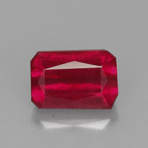 Rubí rojo natural de 1,06 ct, corte esmeralda, SI