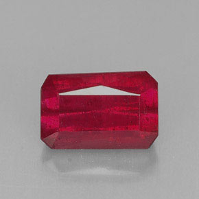 Rubí rojo natural de 1,24 ct, corte esmeralda, SI