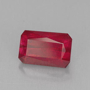 Rubí rojo natural de 1,24 ct, corte esmeralda, SI