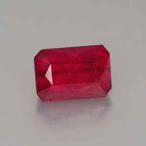 Rubí rojo natural de 1,26 ct, corte esmeralda, SI