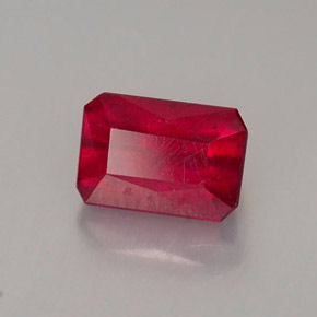 Rubí rojo natural de 1,26 ct, corte esmeralda, SI
