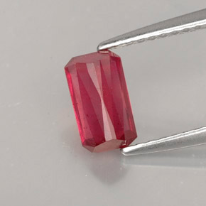 Rubí rojo natural de 1,14 ct, corte esmeralda, SI