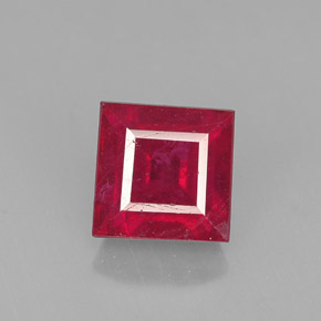 Rubí rojo natural de 1,83 ct, cuadrado, SI