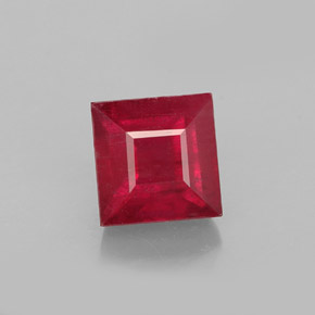 Rubí rojo natural de 2,07 ct, cuadrado, SI