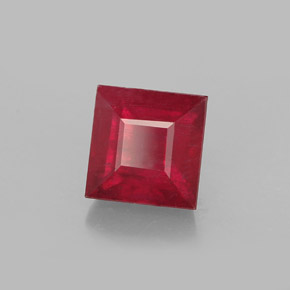 Rubí rojo natural de 2,07 ct, cuadrado, SI