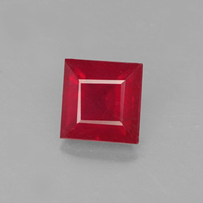 Rubí rojo natural de 1,45 ct, cuadrado, SI