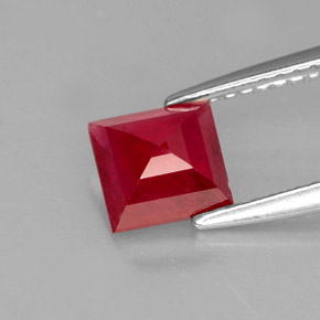 Rubí rojo natural de 1,45 ct, cuadrado, SI