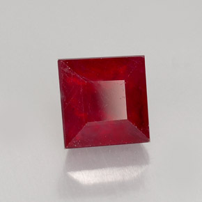 Rubí rojo natural de 2,39 ct, cuadrado, SI