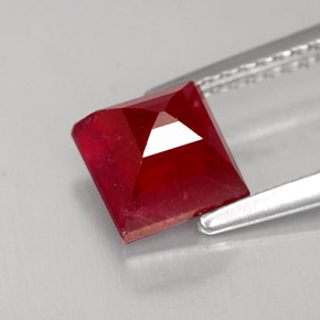 Rubí rojo natural de 2,39 ct, cuadrado, SI