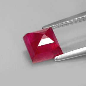 Rubí rojo natural de 2,17 ct, cuadrado, SI