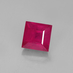 Rubí rojo natural de 2,18 ct, cuadrado, SI