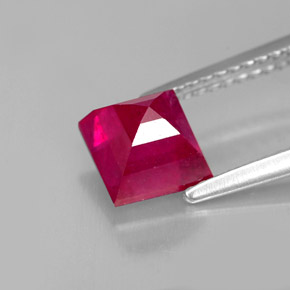 Rubí rojo natural de 2,18 ct, cuadrado, SI
