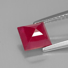 Rubí rojo natural de 1,73 ct, cuadrado, SI