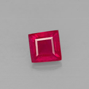 Rubí rojo natural de 0,83 ct, cuadrado, VS-SI