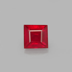 Rubí rojo natural de 0,87 ct, cuadrado, VS-SI