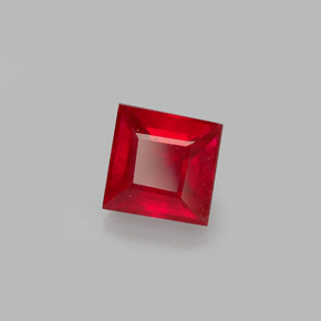 Rubí rojo natural de 0,87 ct, cuadrado, VS-SI