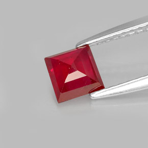 Rubí rojo natural de 0,87 ct, cuadrado, VS-SI
