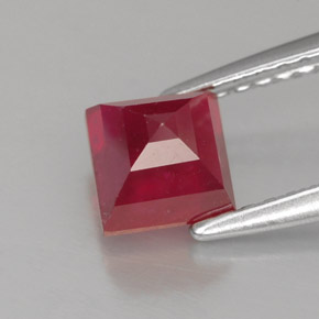 Rubí rojo natural de 1,31 ct, cuadrado, SI