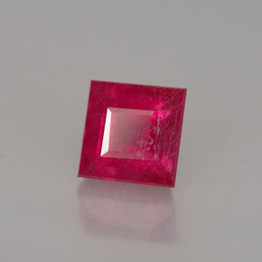 Rubí rojo natural de 0,85 ct, cuadrado, SI