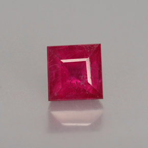 Rubí rojo natural de 0,85 ct, cuadrado, SI