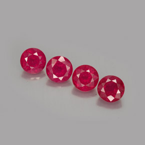 Gemas de rubí rojo natural de  ct, corte redondo, SI