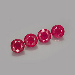 Gemas de rubí rojo natural de  ct, corte redondo, SI