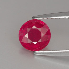 Rubí rojo natural de 1,06 ct, corte redondo, VS-SI