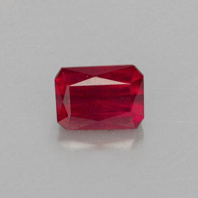 Rubí rojo natural de 1,29 ct, corte esmeralda, VS-SI