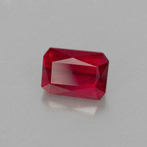 Rubí rojo natural de 1,29 ct, corte esmeralda, VS-SI