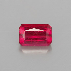 Rubí rojo natural de 1,24 ct, corte esmeralda, VS-SI