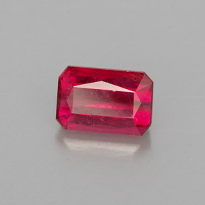 Rubí rojo natural de 1,24 ct, corte esmeralda, VS-SI