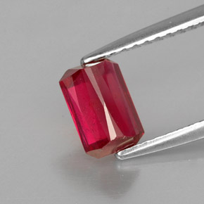 Rubí rojo natural de 1,24 ct, corte esmeralda, VS-SI