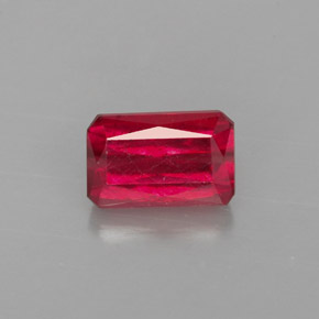 Rubí rojo natural de 1,25 ct, corte esmeralda, VS-SI