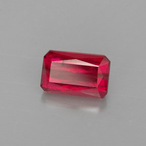 Rubí rojo natural de 1,25 ct, corte esmeralda, VS-SI