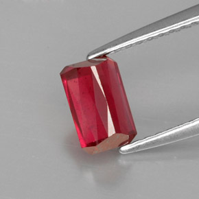 Rubí rojo natural de 1,25 ct, corte esmeralda, VS-SI