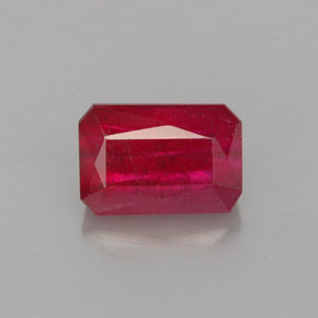 Rubí rojo natural de 1,80 ct, corte esmeralda, SI