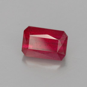 Rubí rojo natural de 1,80 ct, corte esmeralda, SI