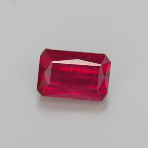 Rubí rojo natural de 1,29 ct, corte esmeralda, SI