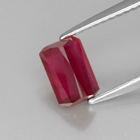 Rubí rojo natural de 1,29 ct, corte esmeralda, SI