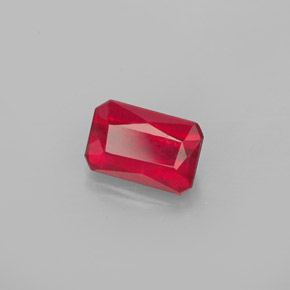 Rubí rojo natural de 1,11 ct, corte esmeralda, SI