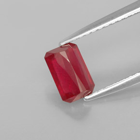 Rubí rojo natural de 1,11 ct, corte esmeralda, SI