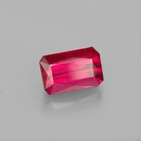 Rubí rojo natural de 1,39 ct, corte esmeralda, SI