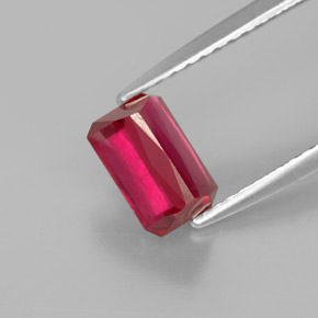 Rubí rojo natural de 1,39 ct, corte esmeralda, SI