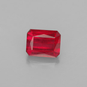 Rubí rojo natural de 1,54 ct, corte esmeralda, VS-SI