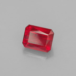 Rubí rojo natural de 1,54 ct, corte esmeralda, VS-SI