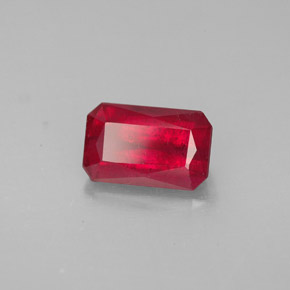 Rubí rojo natural de 1,66 ct, corte esmeralda, SI